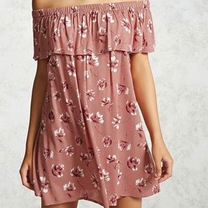 Floral off the shoulder short maxi dress